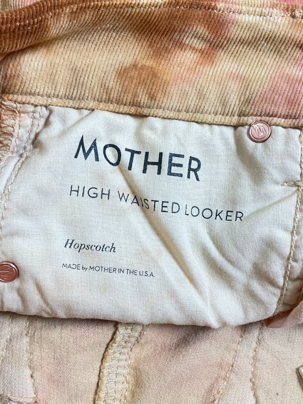 Mother High Waisted Looker Jeans Tie Dye Hopscotch Corduroy Size 24 - Picture 4 of 7